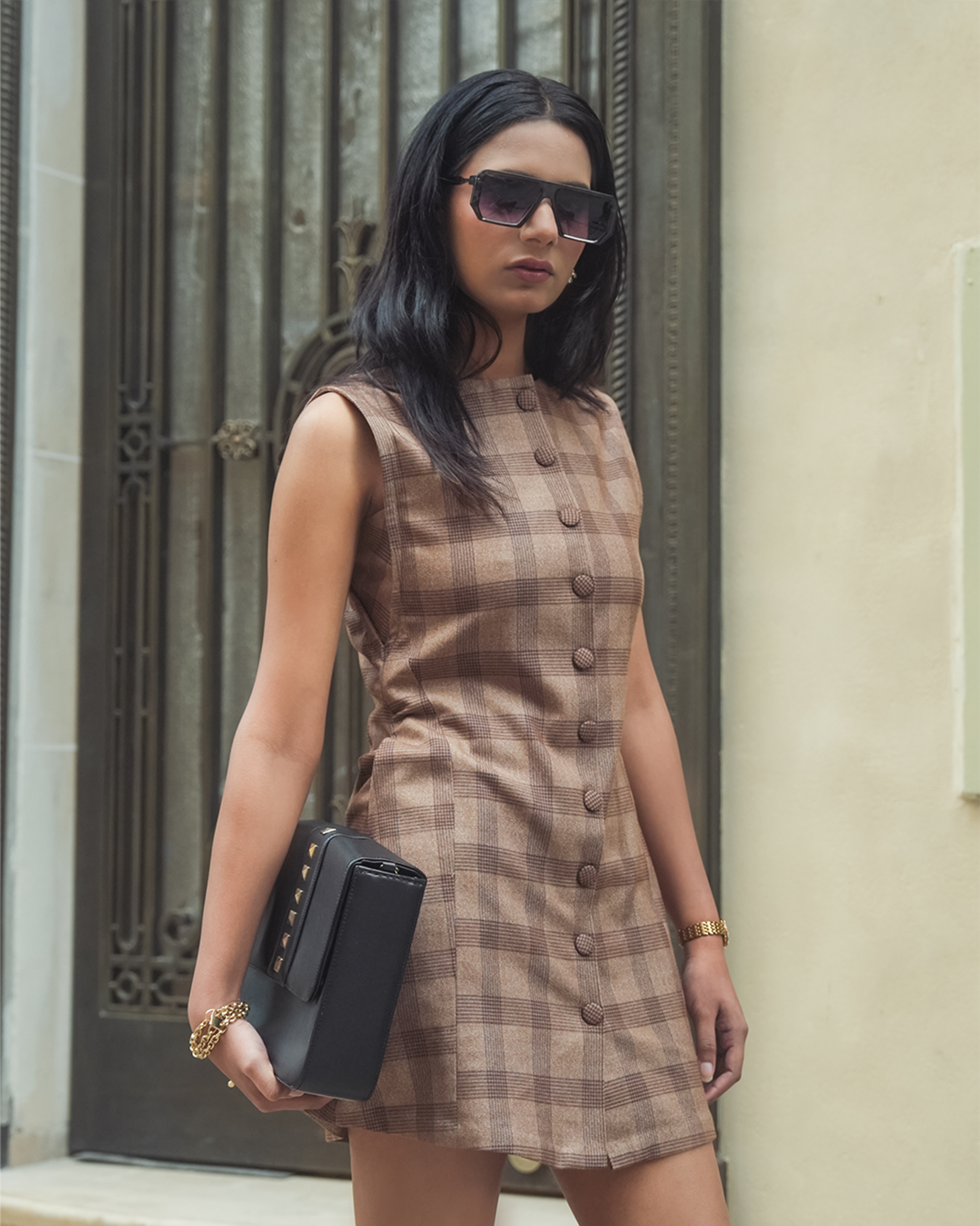 Charvi Checkered Panel Dress