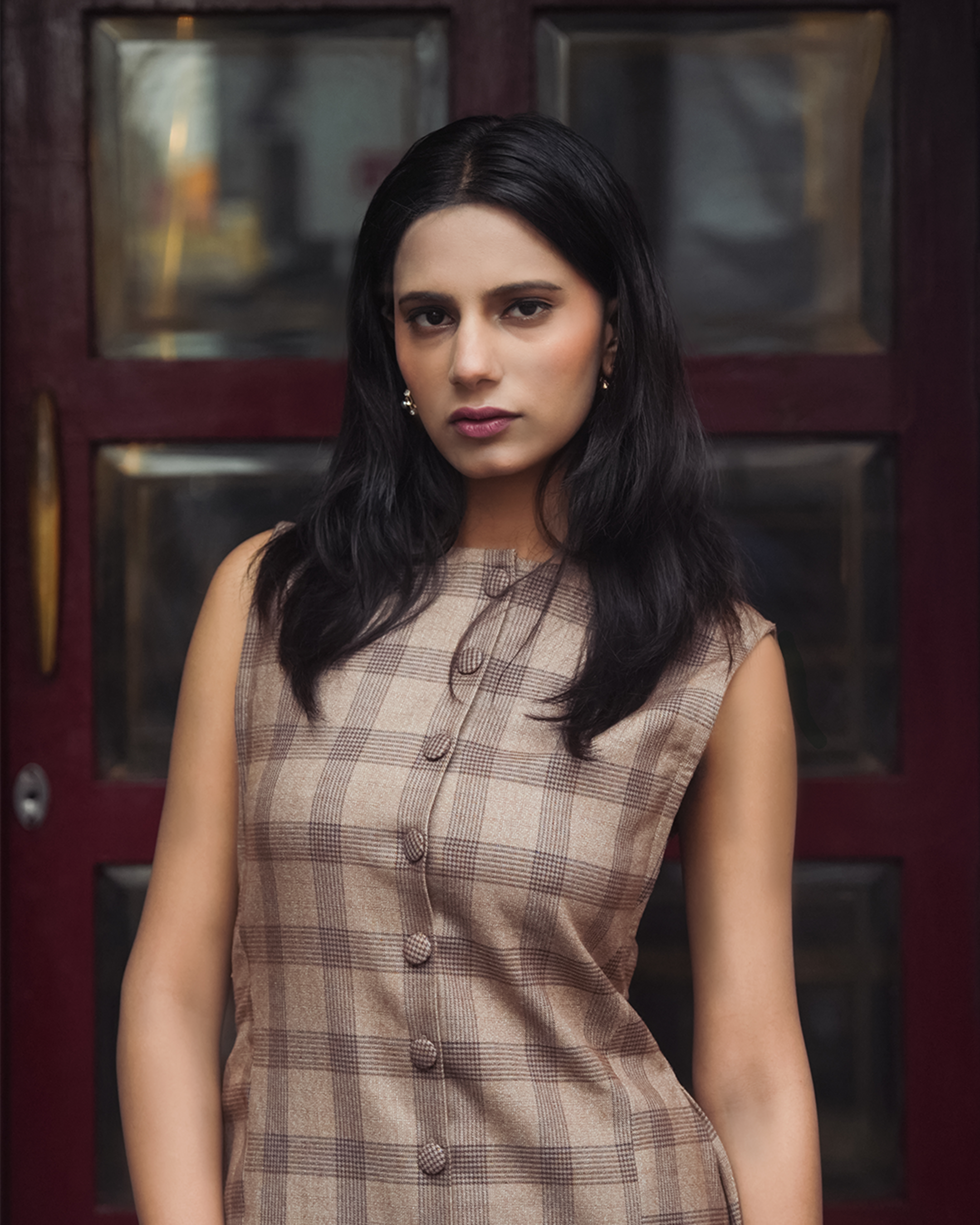 Charvi Checkered Panel Dress